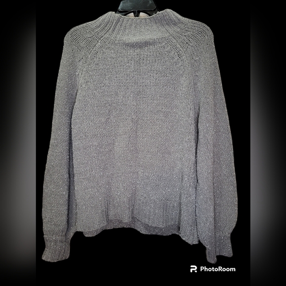 NWT Mudpie small gray mock neck bishop sleeves - Picture 10 of 13